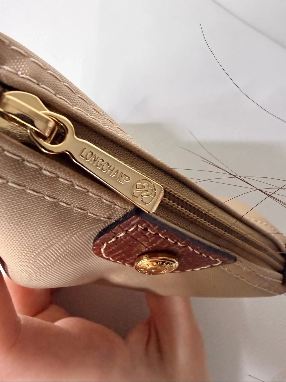 NWOT Longchamp Le Pliage Original Mini Pouch Coin Purse Beige Desert